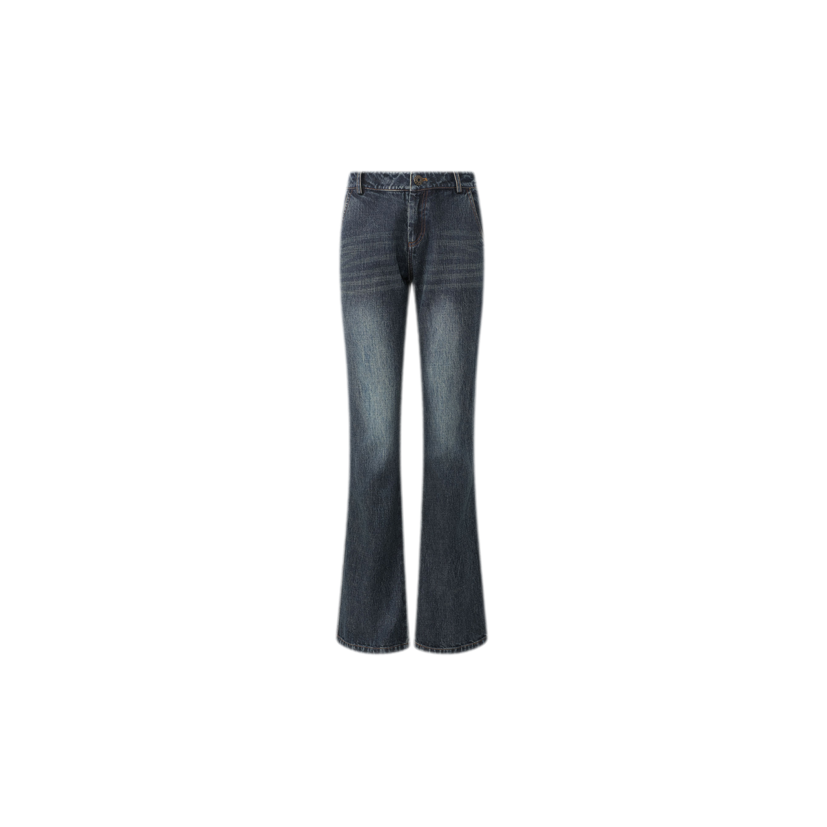 Jeans van gewassen denim met uitlopende pijpen