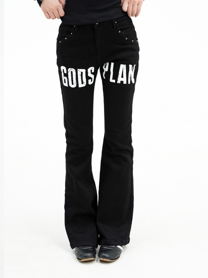 Rivet Flare Graphic Jeans