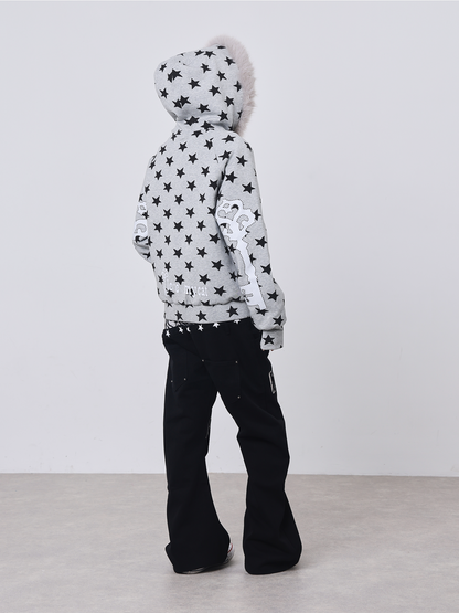 Zebra Panel Flared Jeans
