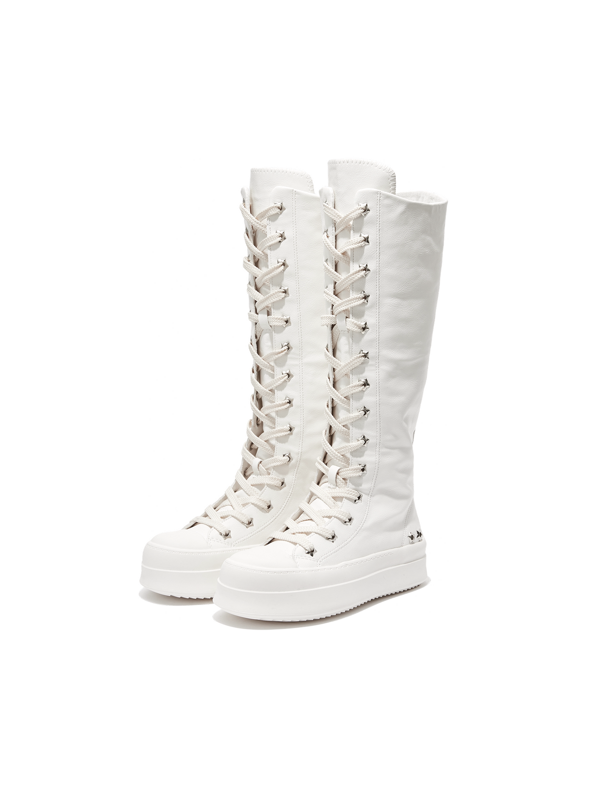 Lace-Up Platform Knee-High Boots