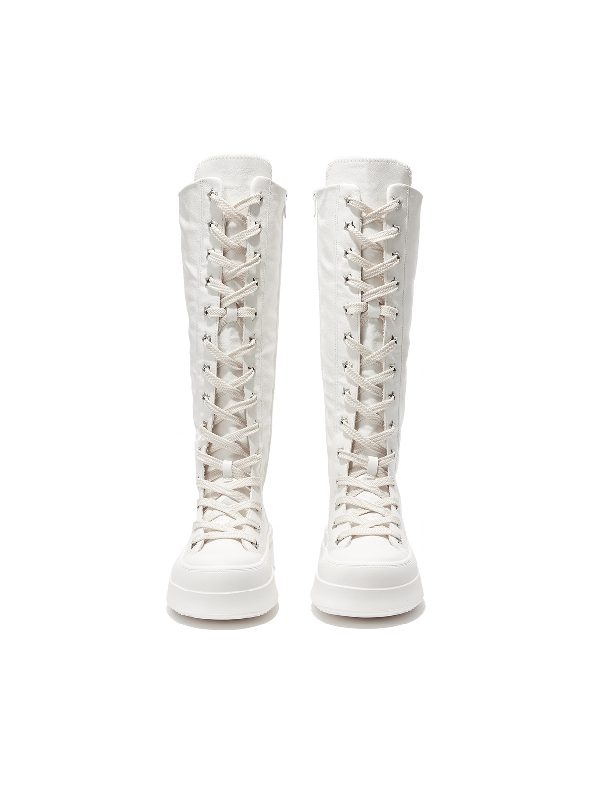 Lace-Up Platform Knee-High Boots
