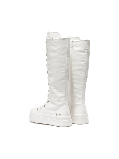 Lace-Up Platform Knee-High Boots