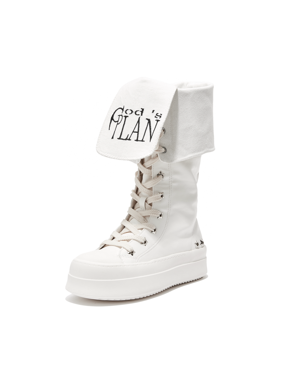 Lace-Up Platform Knee-High Boots