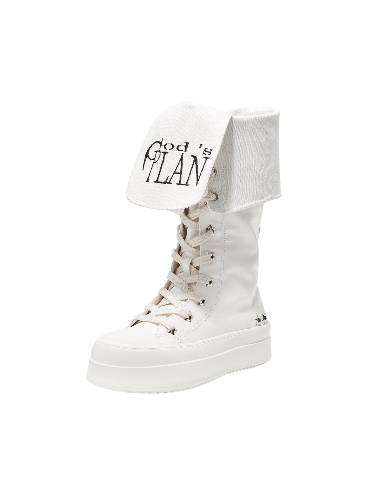 Lace-Up Platform Knee-High Boots