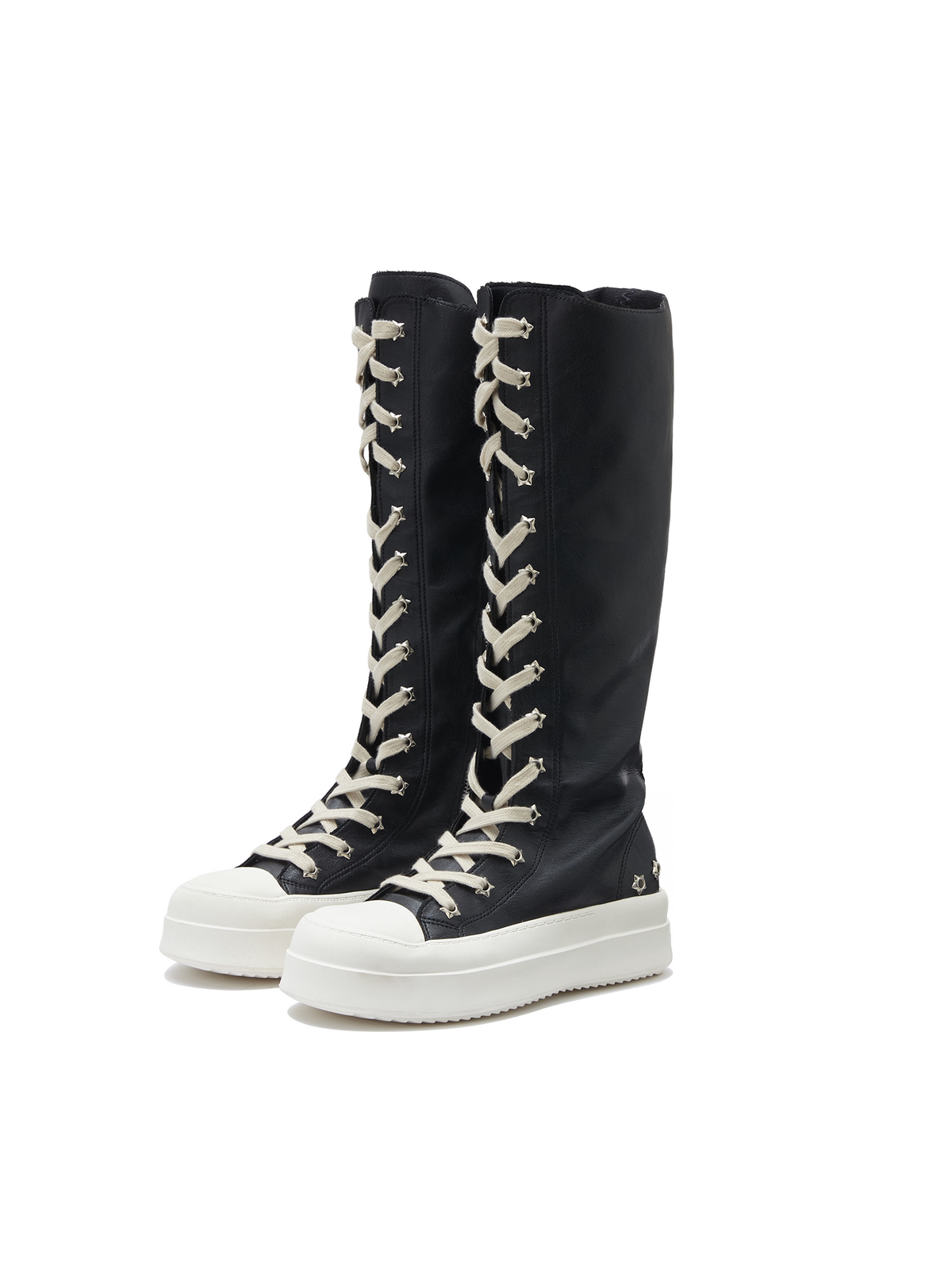 Lace-Up Platform Knee-High Boots