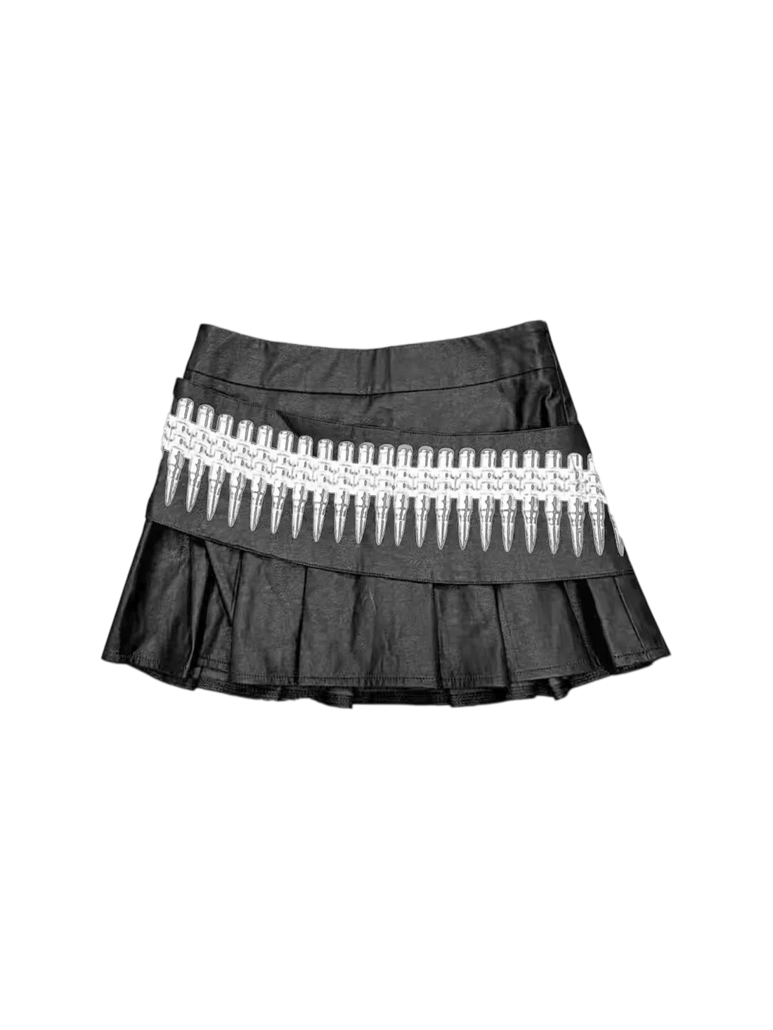 Waxed Chain Print Pleated Skirt