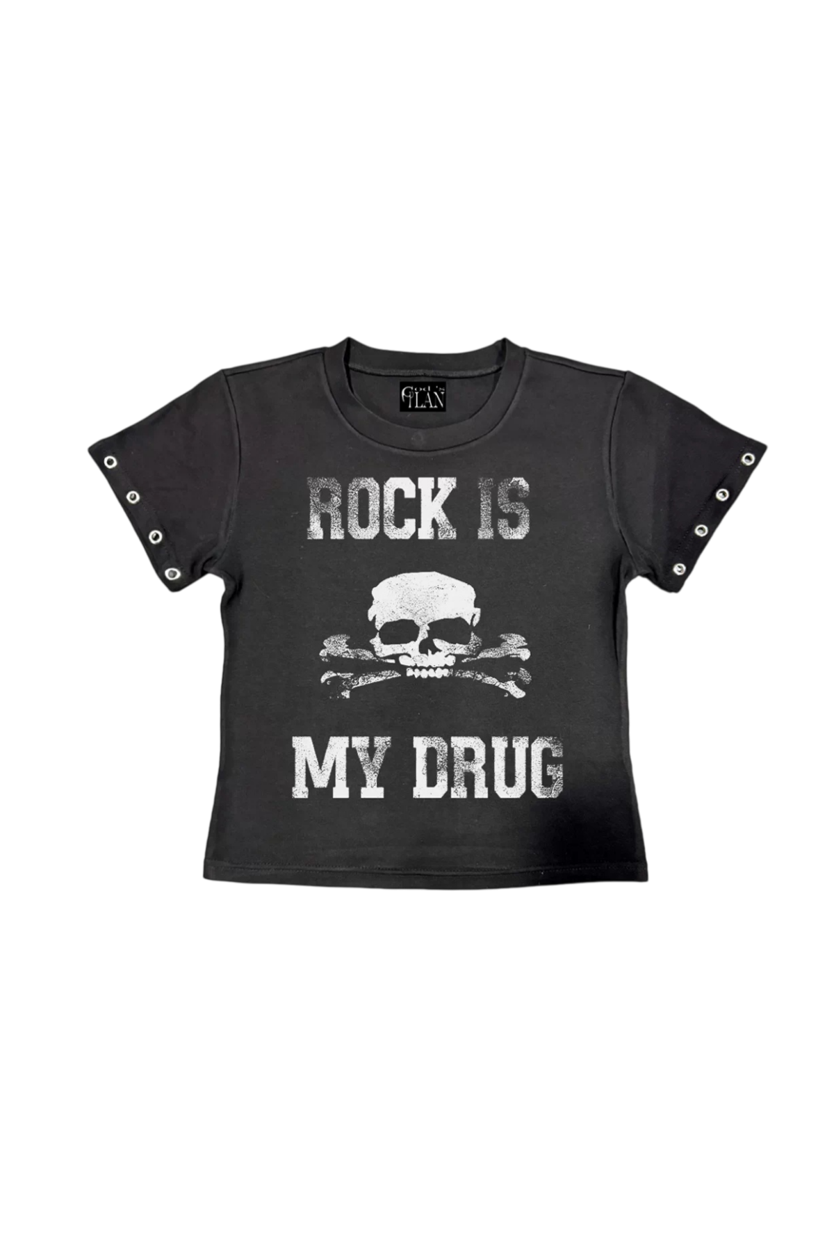 T-shirt court à motif tête de mort effet usé
