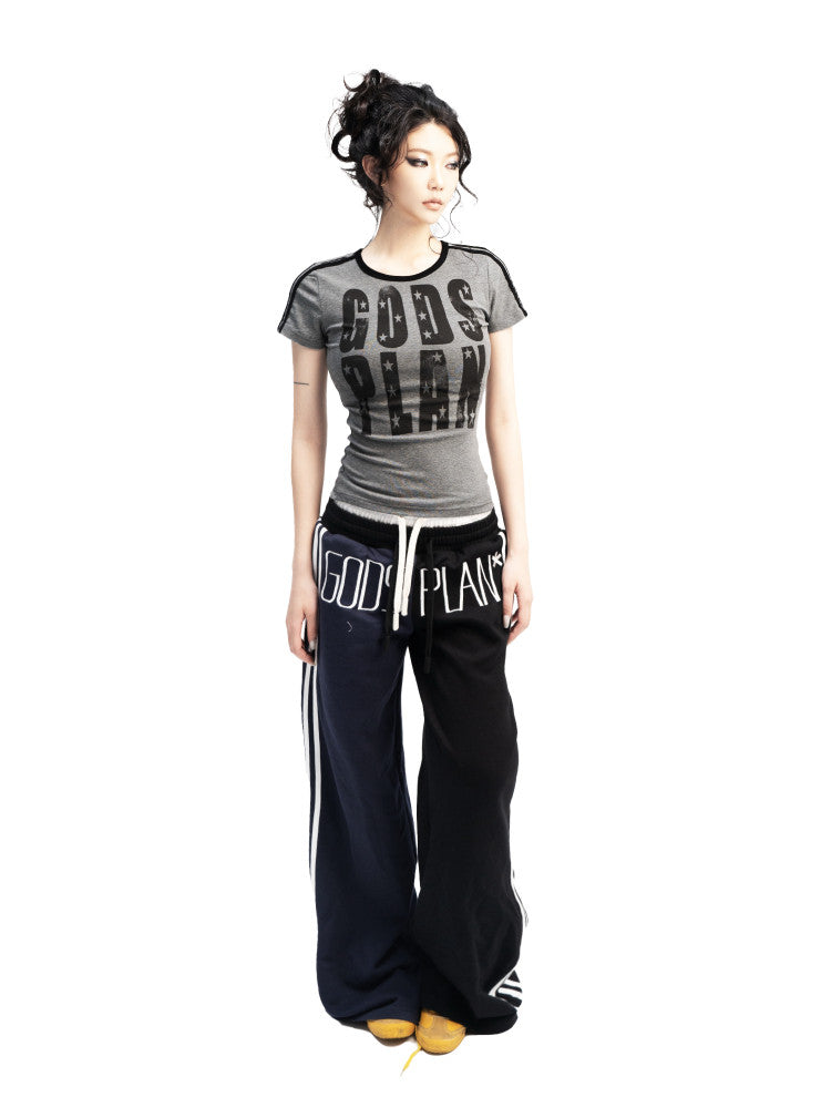 Contrast Ruched Fitted T-Shirt