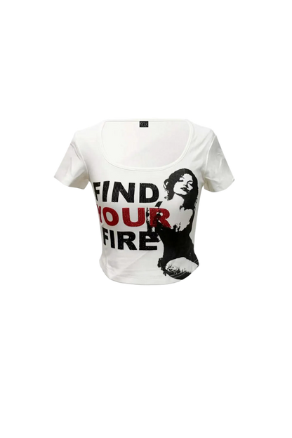 Graphic Cropped Crewneck T-Shirt