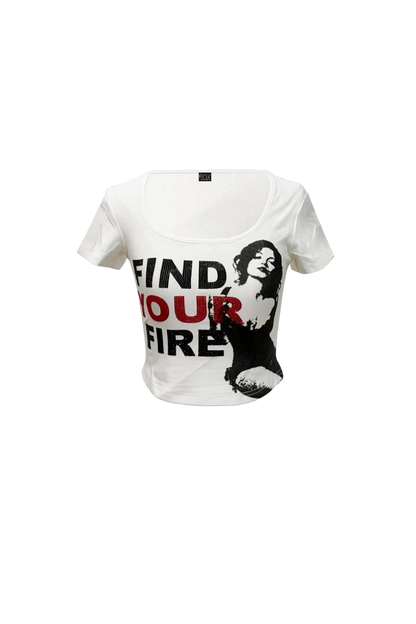 Graphic Cropped Crewneck T-Shirt