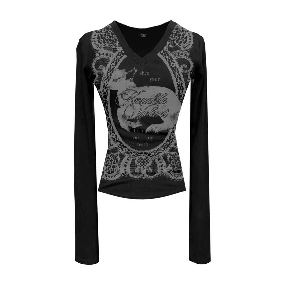 Baroque Graphic Fitted Long-Sleeve Top