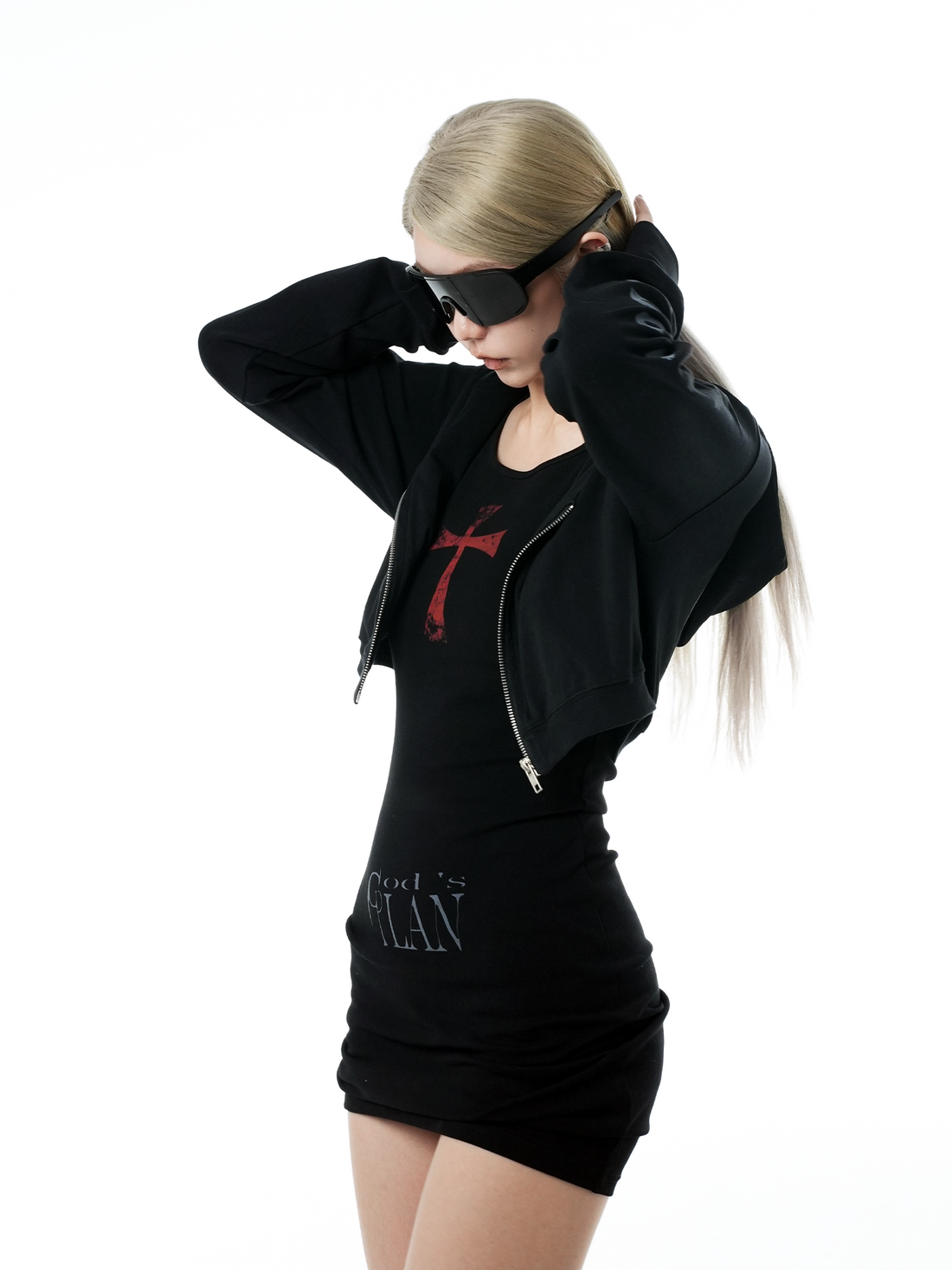 Graphic Cropped Hoodie Set
