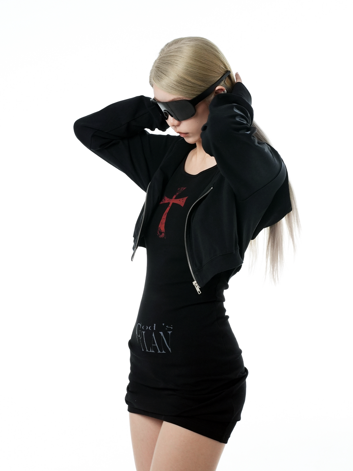 Graphic Cropped Hoodie Set