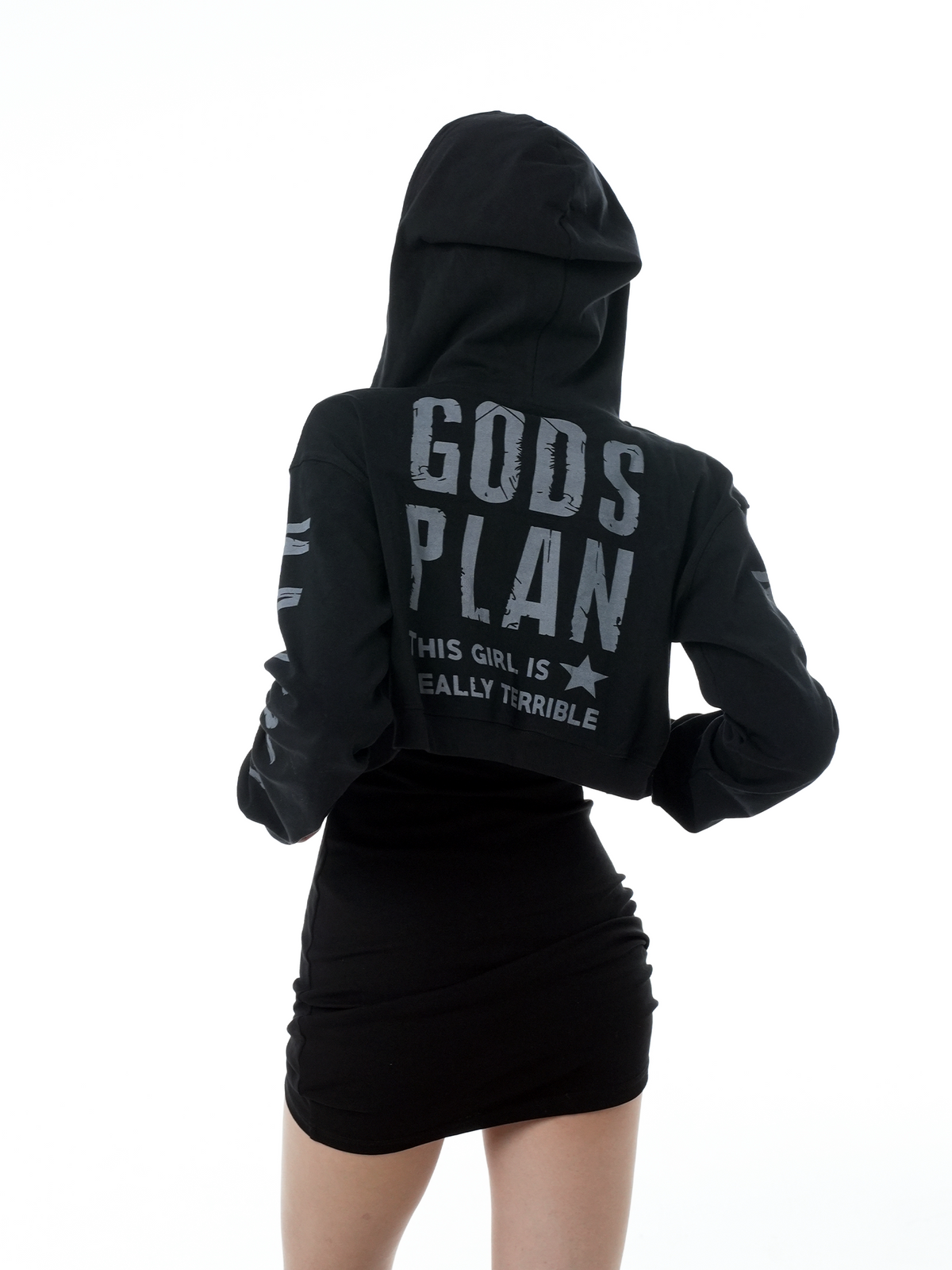 Graphic Cropped Hoodie Set