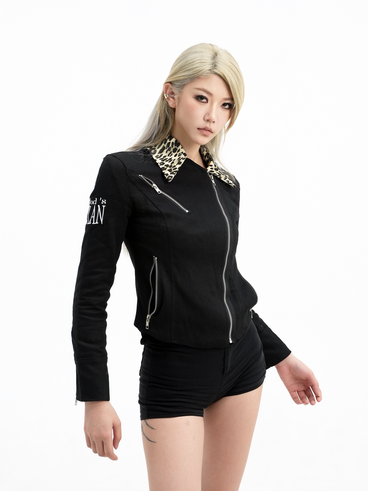 Leopard Collar Fitted Jacket