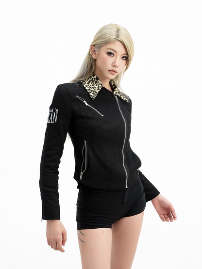 Leopard Collar Fitted Jacket