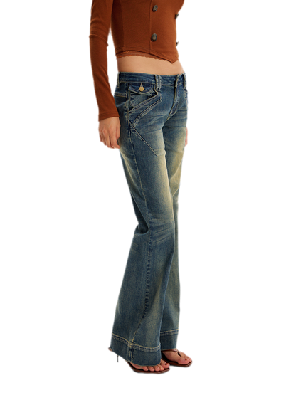 Vintage Washed Flared Jeans