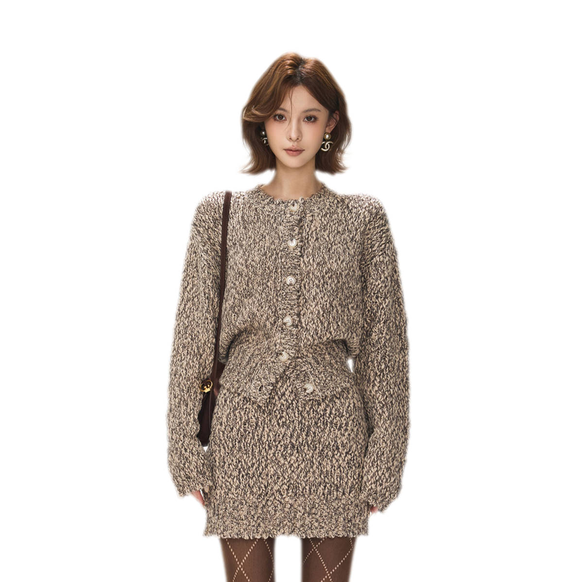 Chunky Knit Cardigan Skirt Set