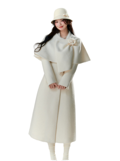 Long-Pile Wool Cape Coat