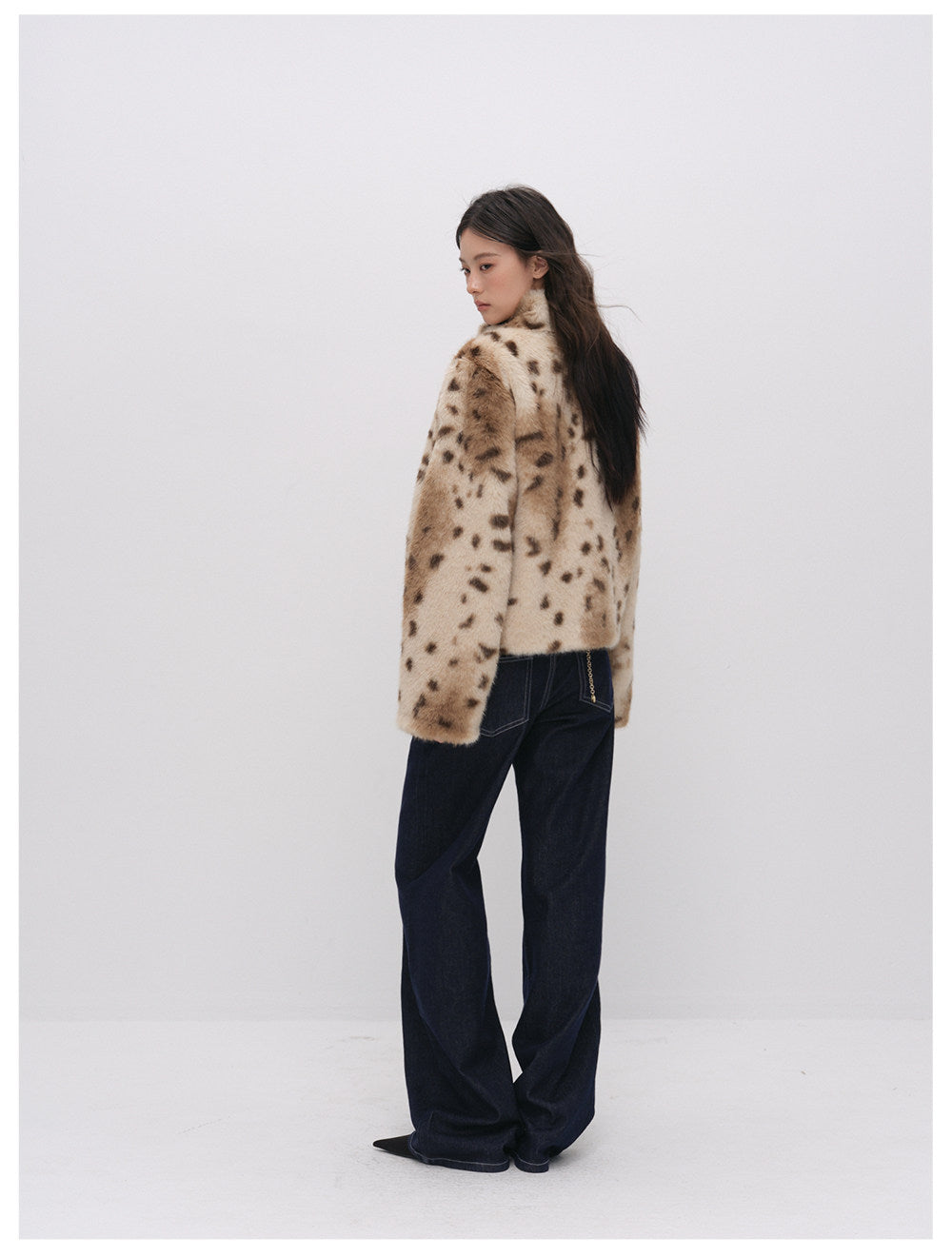 Leopard Faux Fur Buckle Jacket