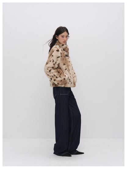 Leopard Faux Fur Buckle Jacket