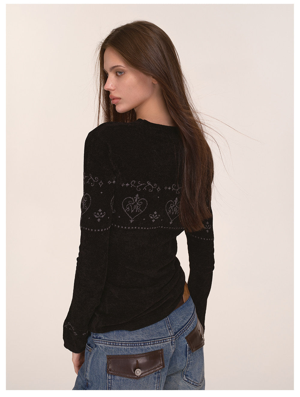 Fair-Isle-Pullover mit dreidimensionalem Plüsch