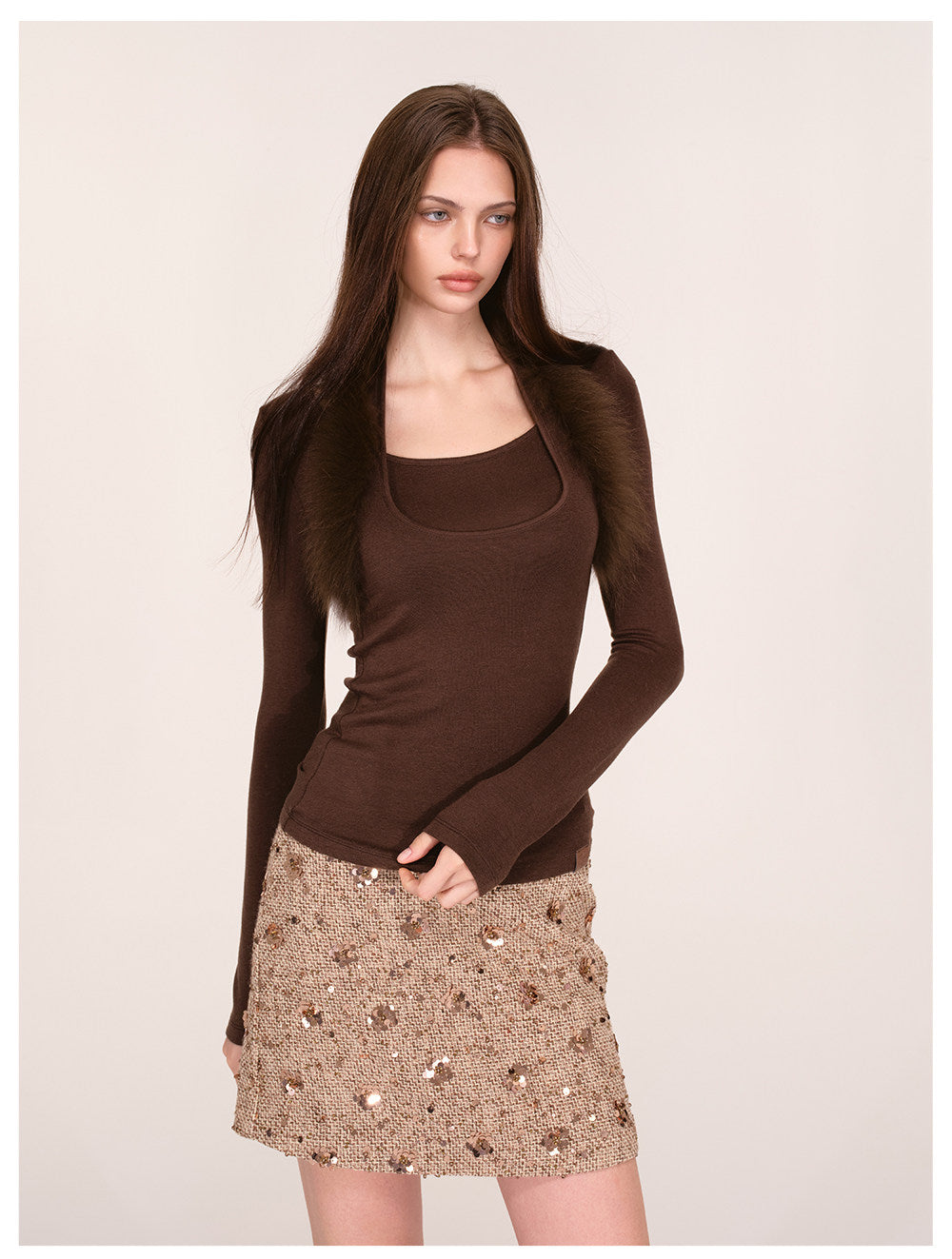 Fox Fur Layered Halter Top