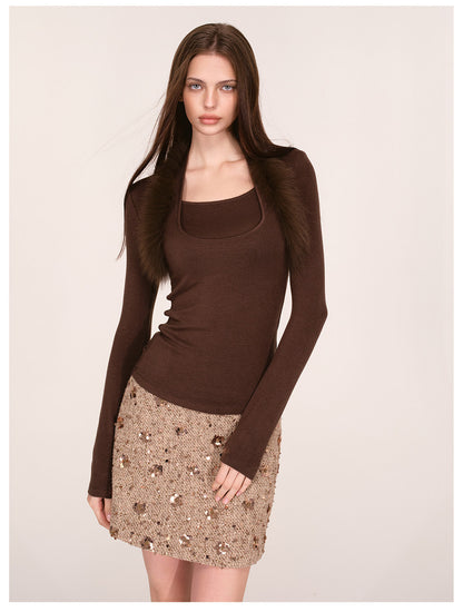 Fox Fur Layered Halter Top