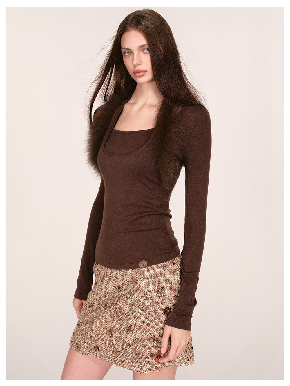 Fox Fur Layered Halter Top
