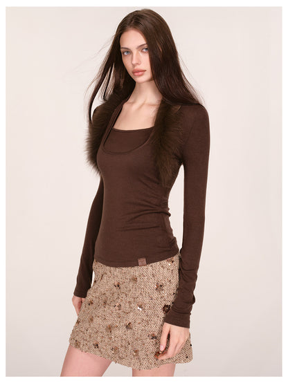 Fox Fur Layered Halter Top