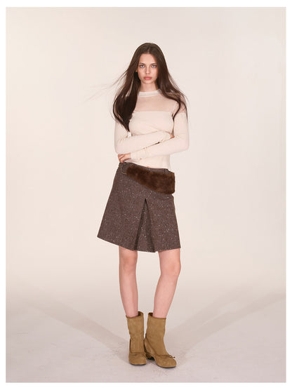 Sheer Mesh Mock-Neck Knit Top