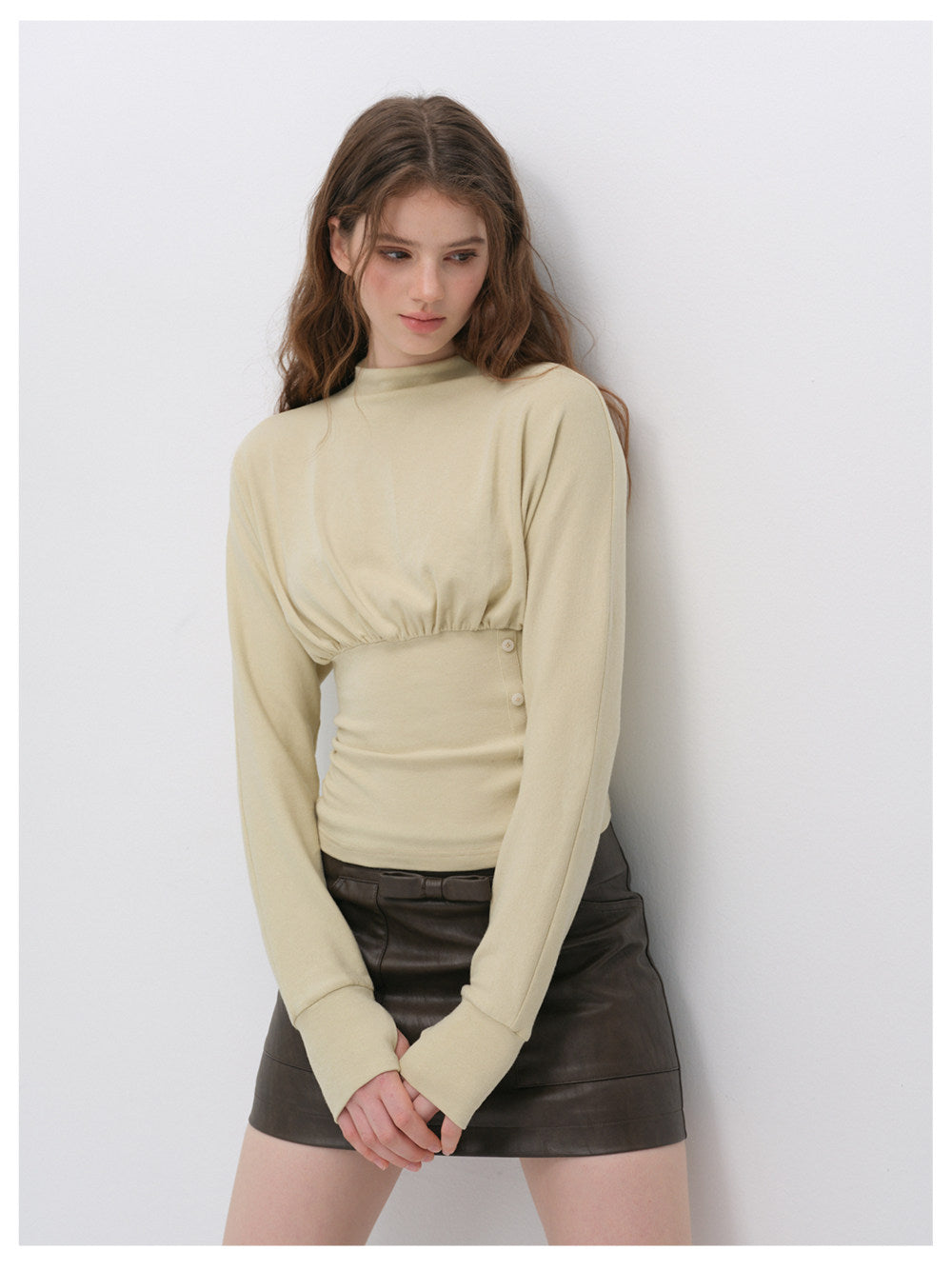Ruched Knit Top Skirt Set