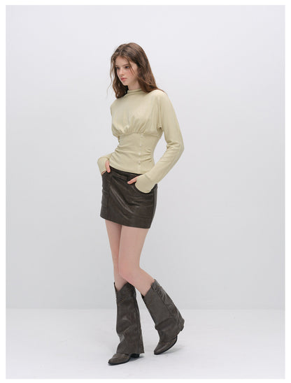 Ruched Knit Top Skirt Set
