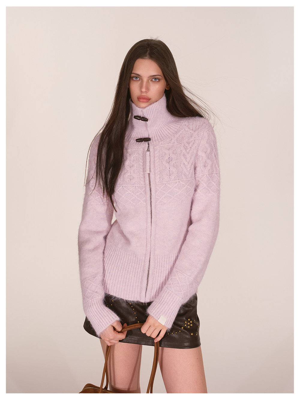 Cable-Knit Waist-Shaping Cardigan Jacket