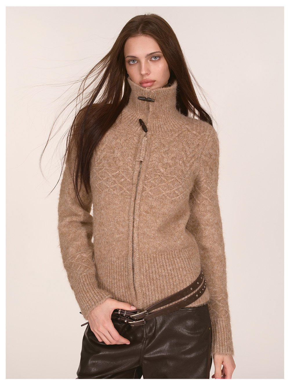 Cable-Knit Waist-Shaping Cardigan Jacket