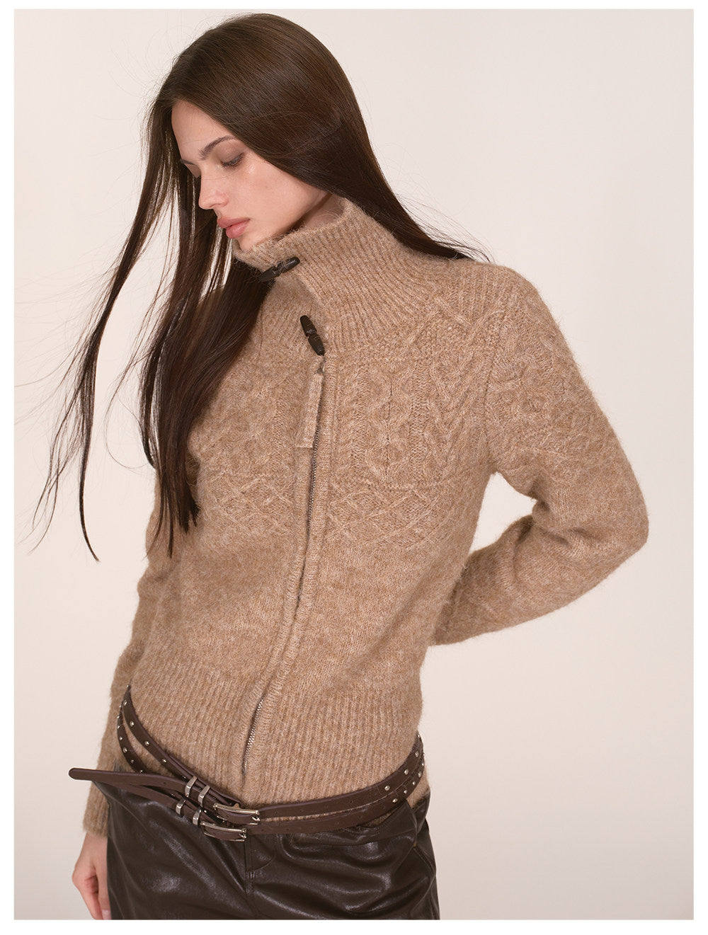 Cable-Knit Waist-Shaping Cardigan Jacket
