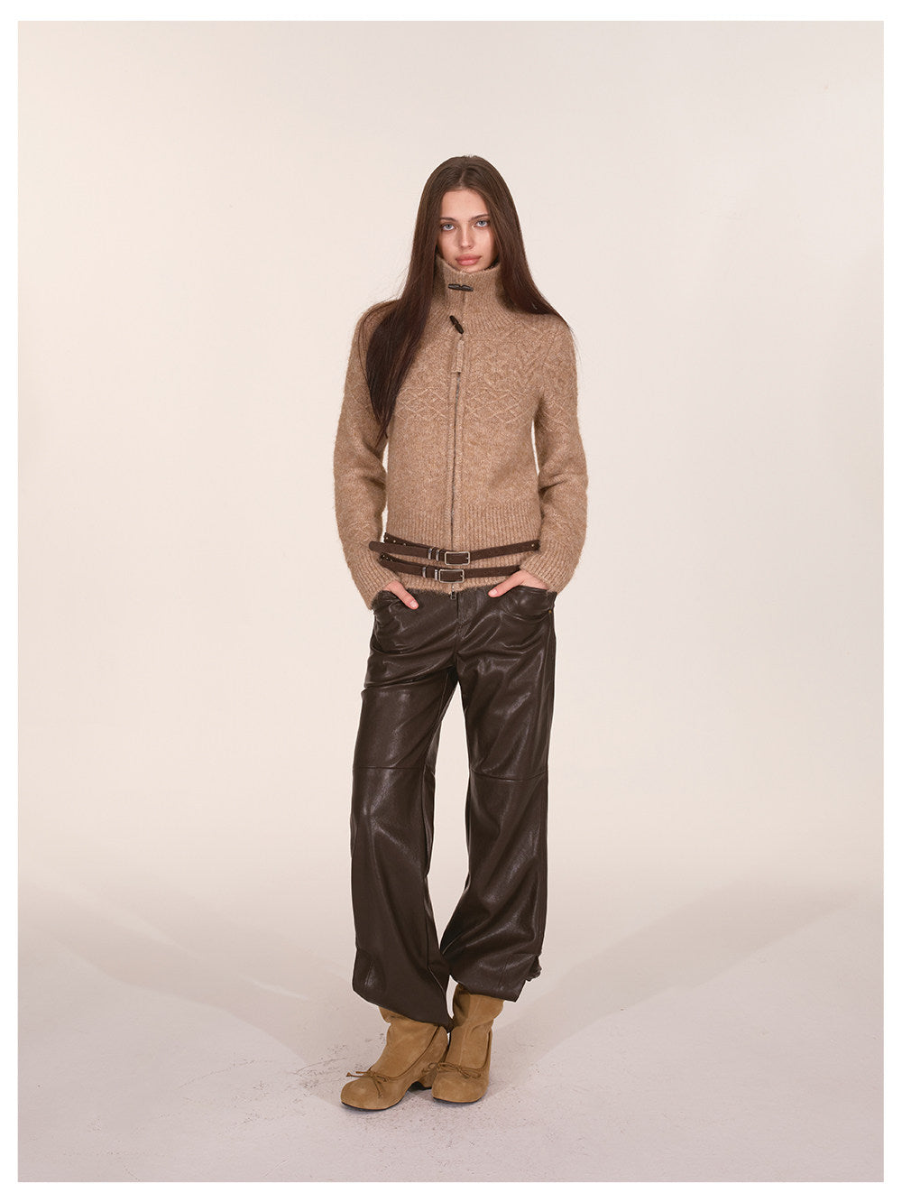 Cable-Knit Waist-Shaping Cardigan Jacket