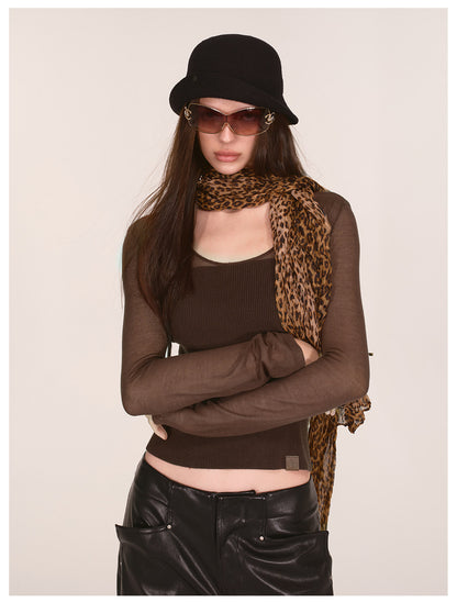 Crinkled Leopard Print Scarf