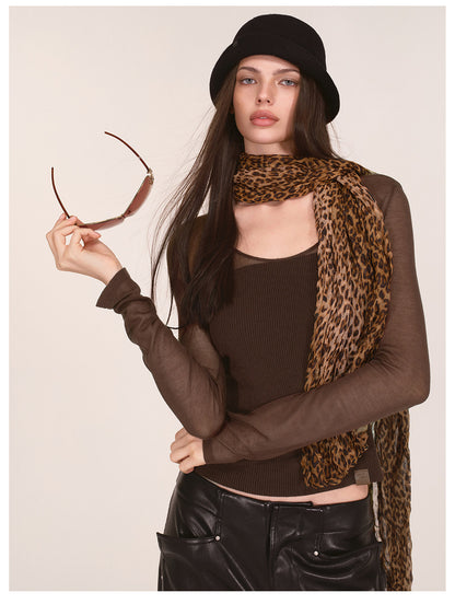 Crinkled Leopard Print Scarf