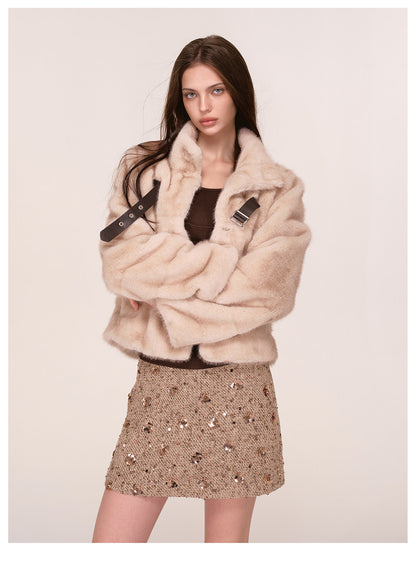 Sequin Tweed A-Line Skirt