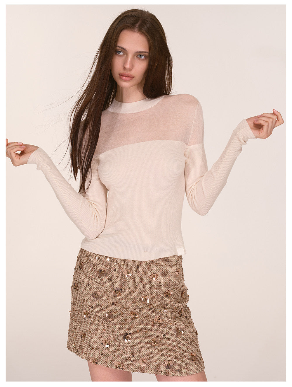 Sequin Tweed A-Line Skirt
