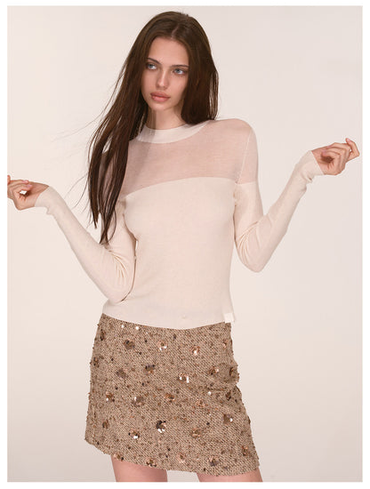 Sequin Tweed A-Line Skirt