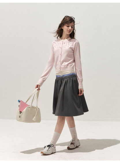 Pleated A-Line Mini Skirt