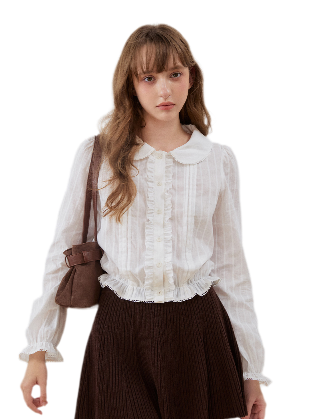 Strukturierte Rüschen-Cropped-Bluse