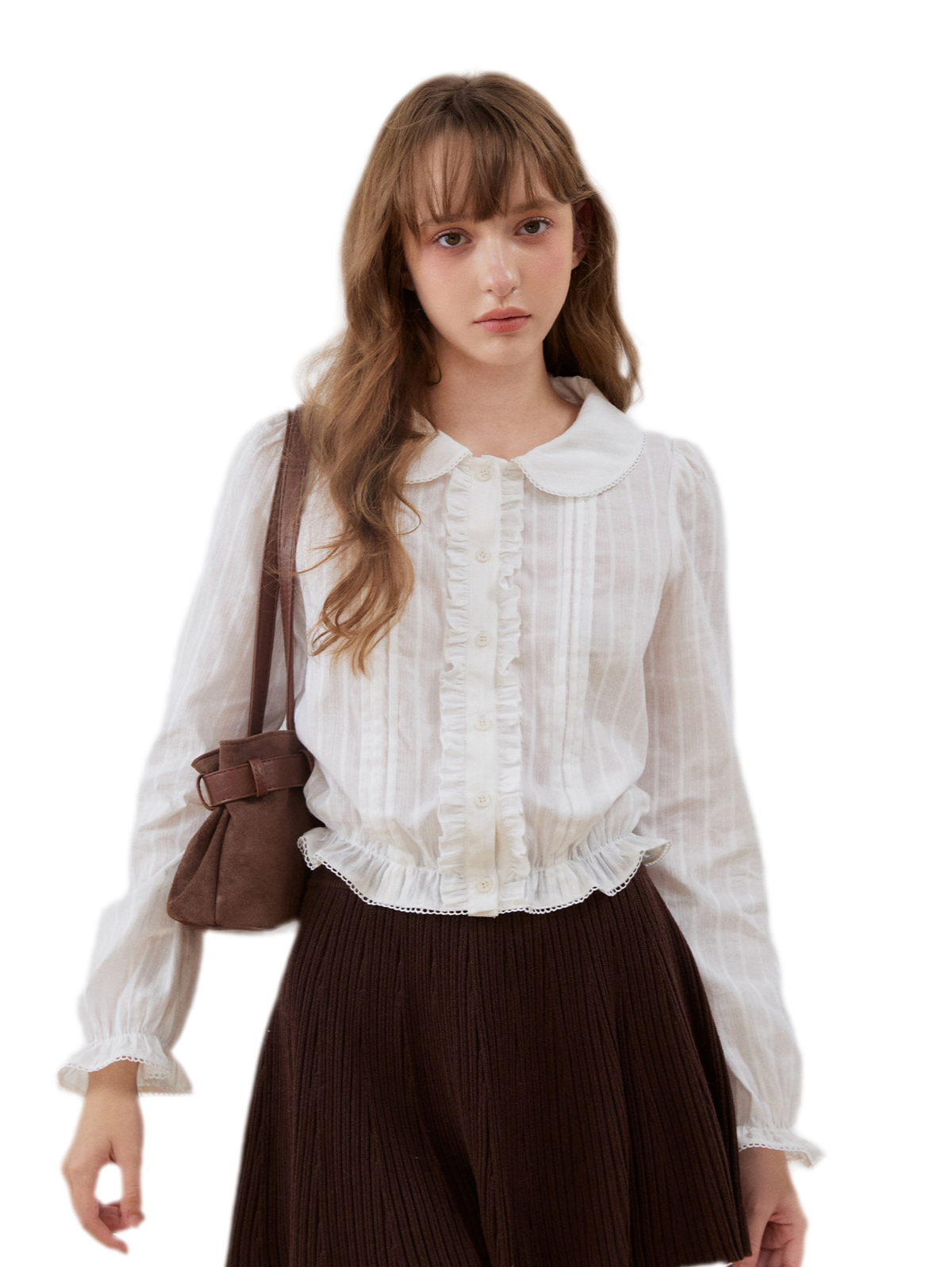 Textured Ruffle Cropped Shirt