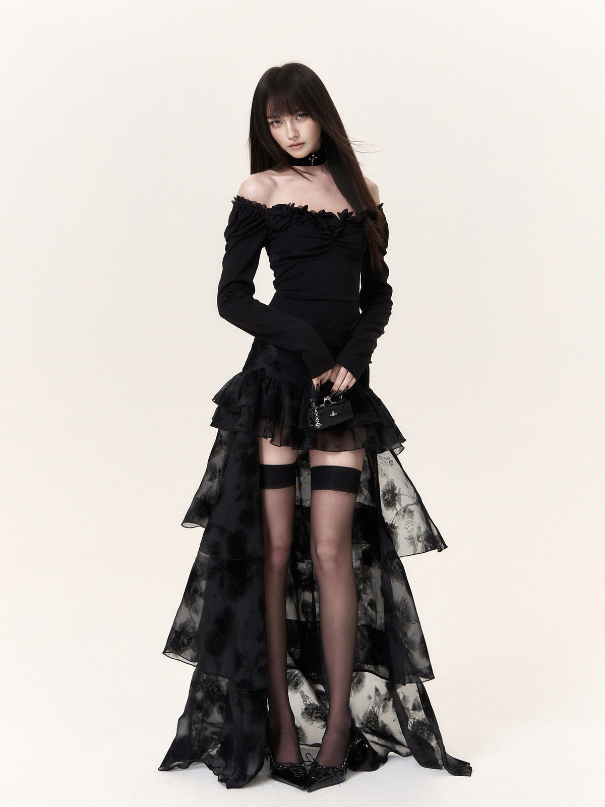 Layered Ruffle Mesh Skirt