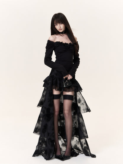 Layered Ruffle Mesh Skirt