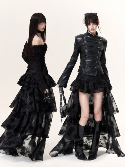 Layered Ruffle Mesh Skirt