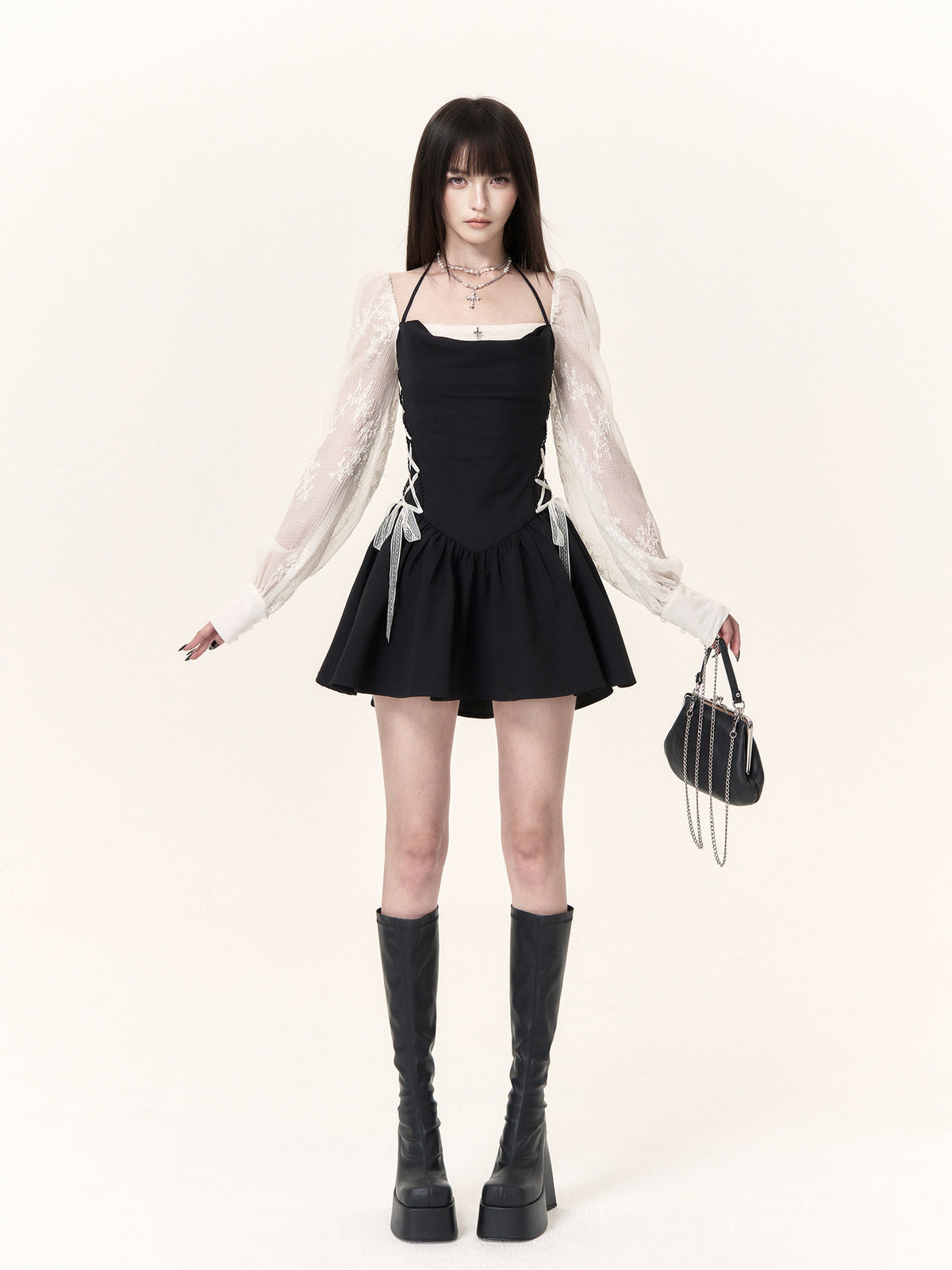 Contrast Ruched Mini Dress