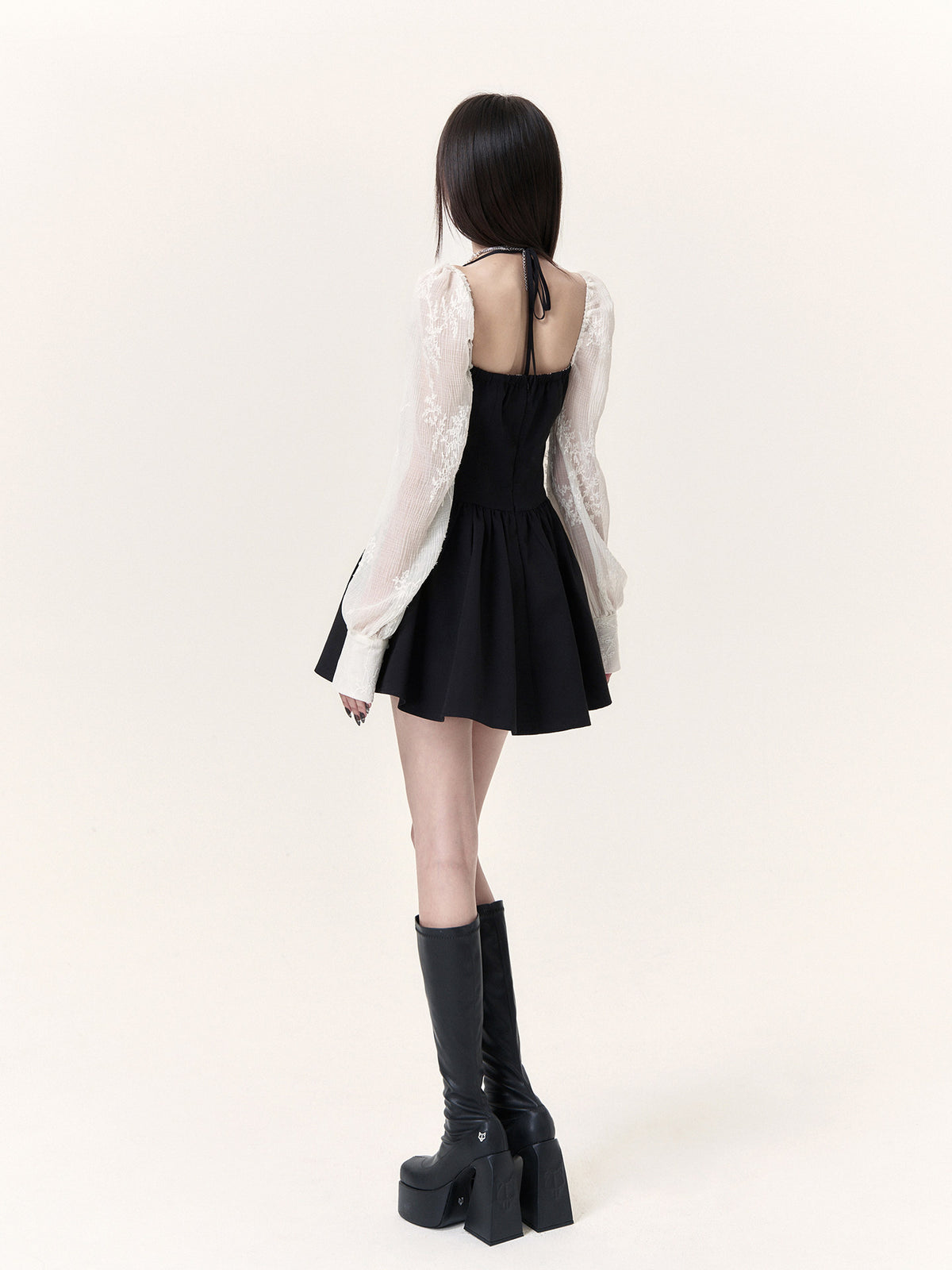 Contrast Ruched Mini Dress